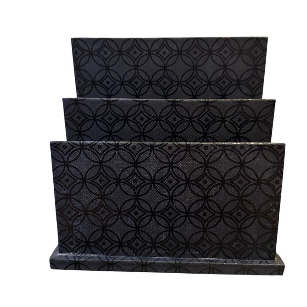 Black 2 Compartment Desk Letter Organizer